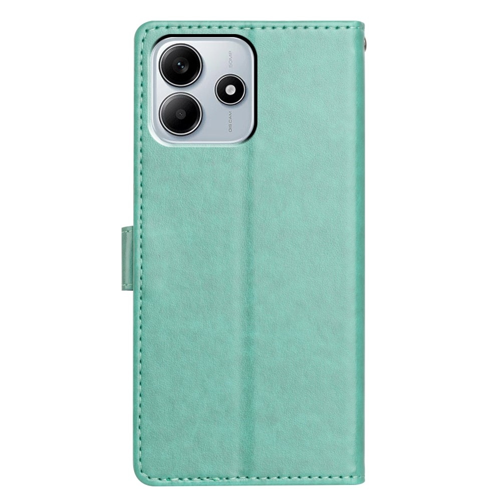 Vérrögök könyv tok a Xiaomi Redmi Note 14 5G-hez - teal színű
