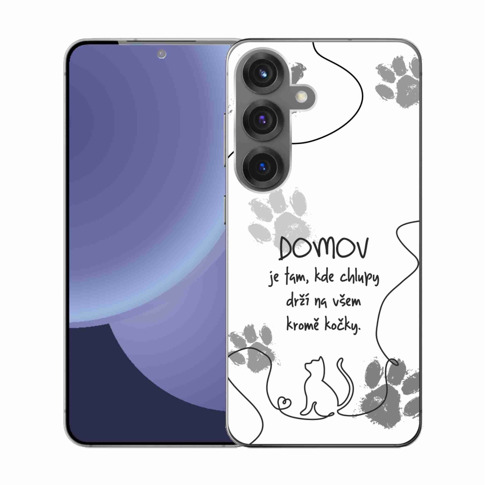 Gél borító mmCase Samsung Galaxy S25 készülékhez - macska motívum fehér háttérrel