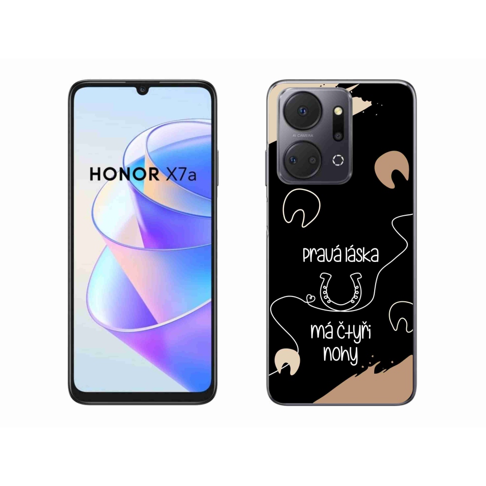 Zselés borítás mmCase a Honor X7a készülékhez - ló motívum fekete háttérrel