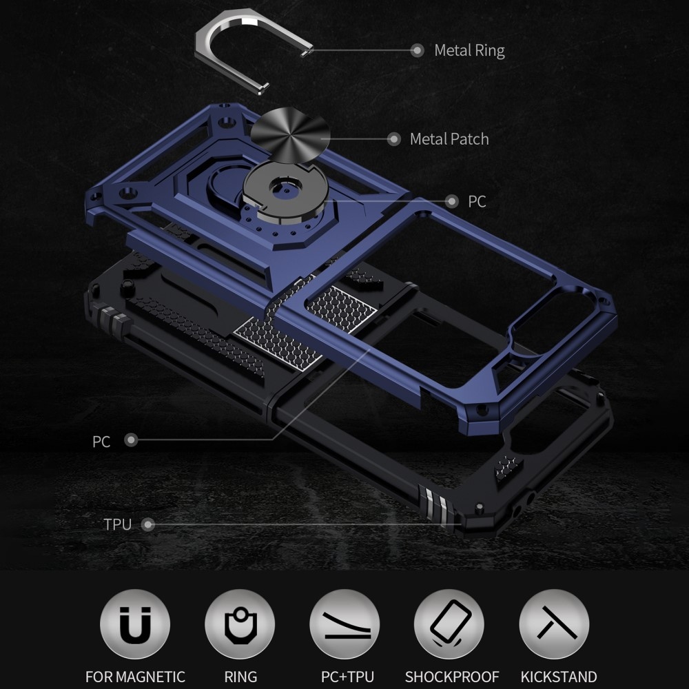 Gyűrűálló borítás Samsung Galaxy Z Flip6 5G / Z Flip7 FE 5G készülékhez - kék