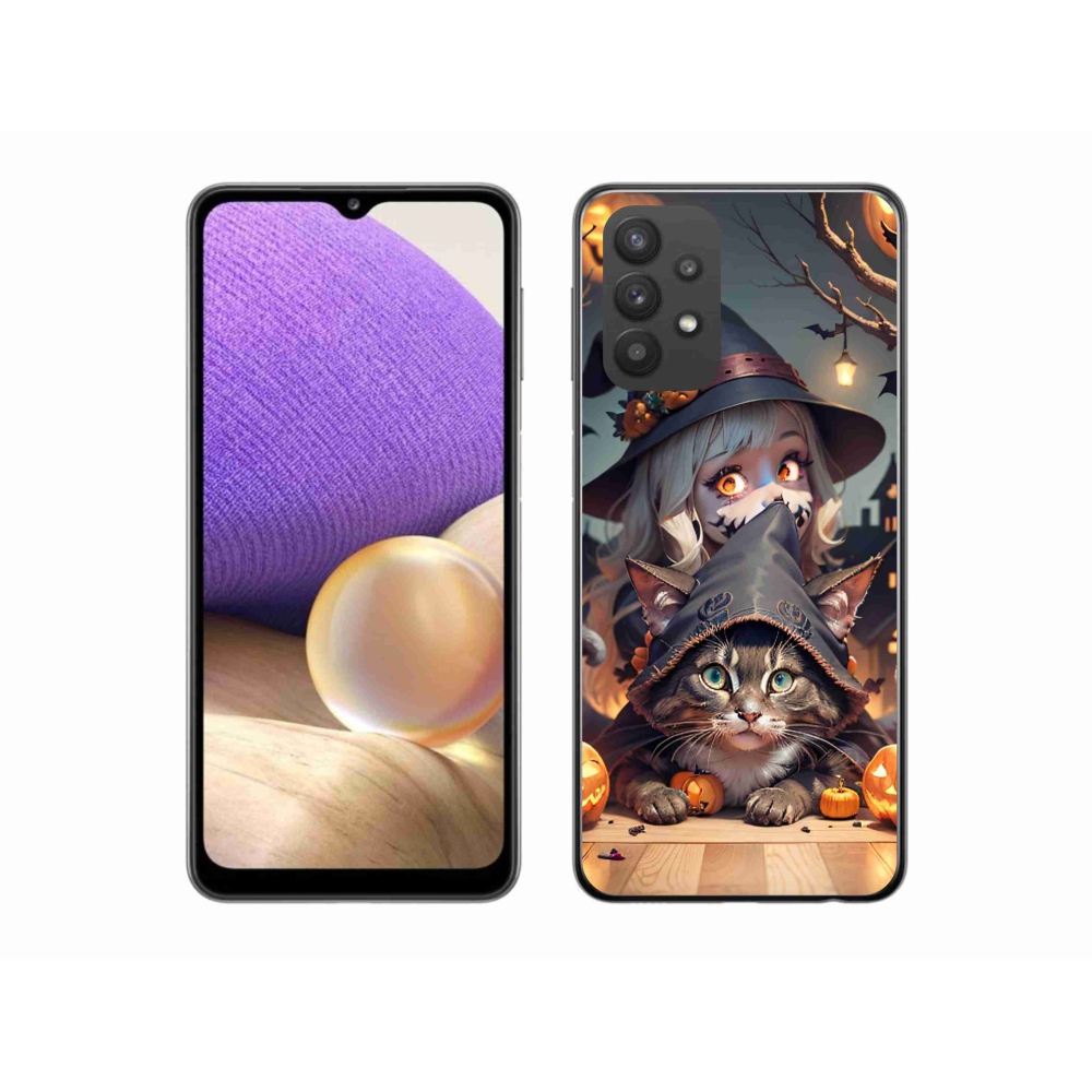 Zselés borítás mmCase Samsung Galaxy A32 5G - boszorkány macskával
