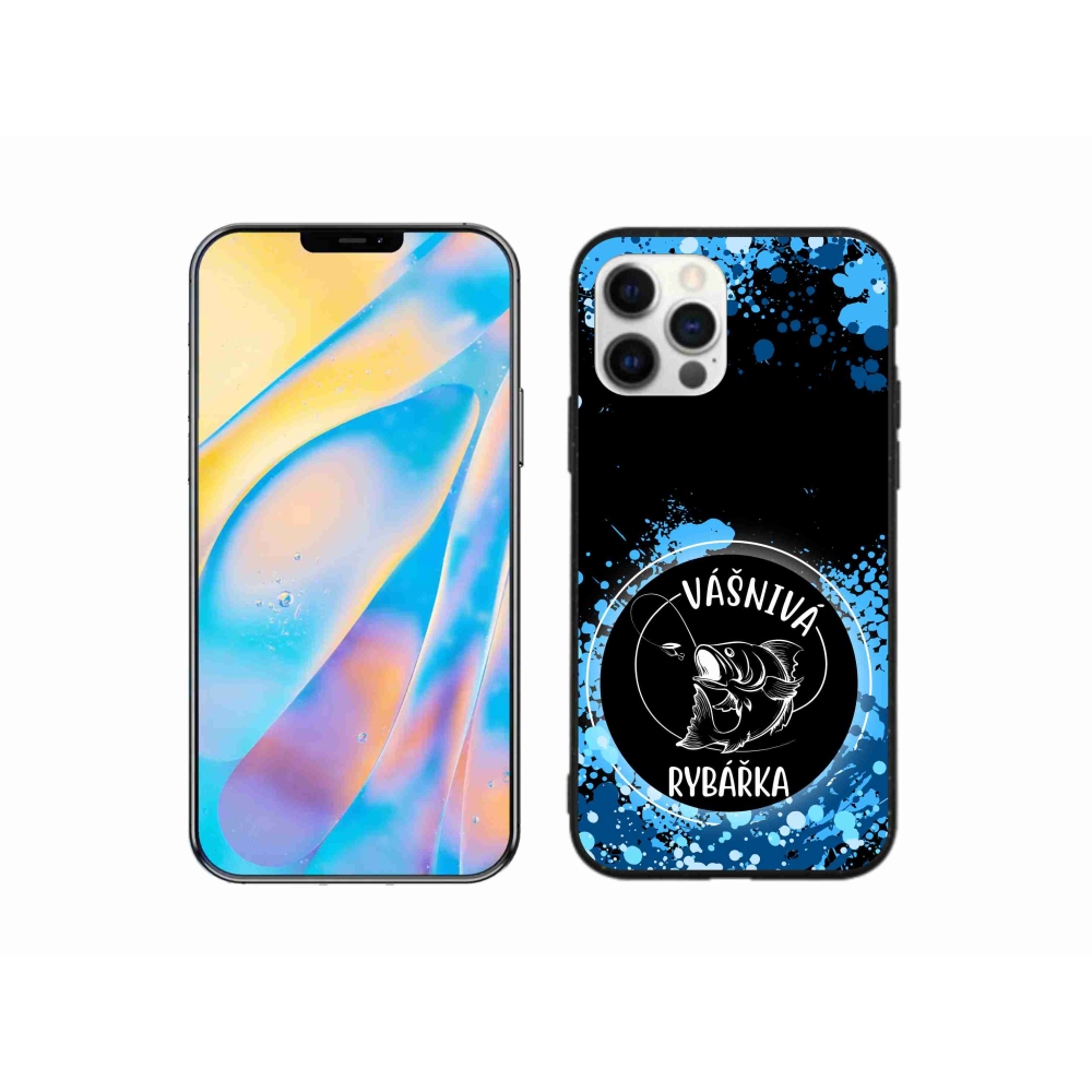 Gél borítás mmCase iPhone 12 készülékhez - szenvedélyes halász fekete háttérrel