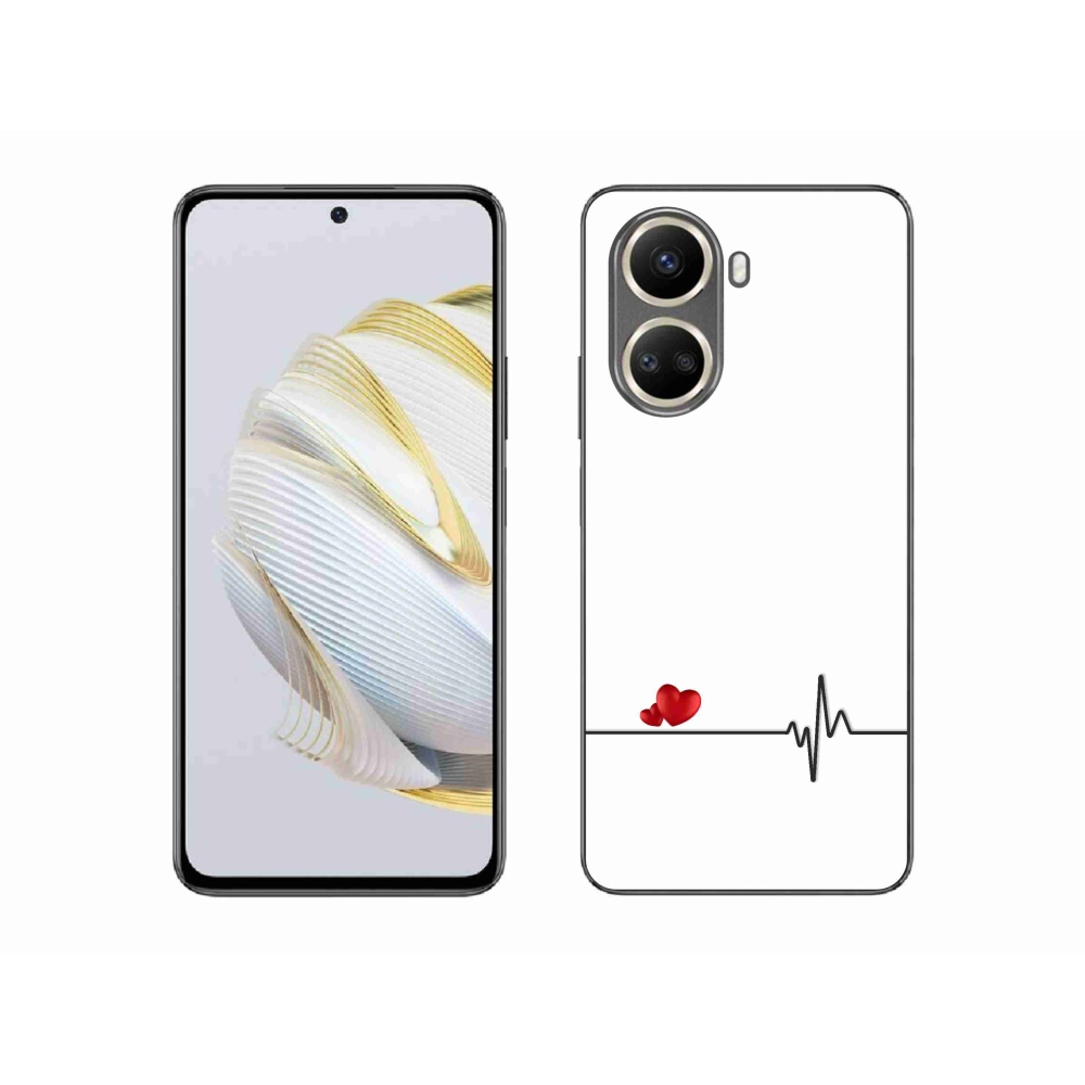 Gél borító mmCase a Huawei Nova 10 SE-n - szív és szívverés fehér háttérrel