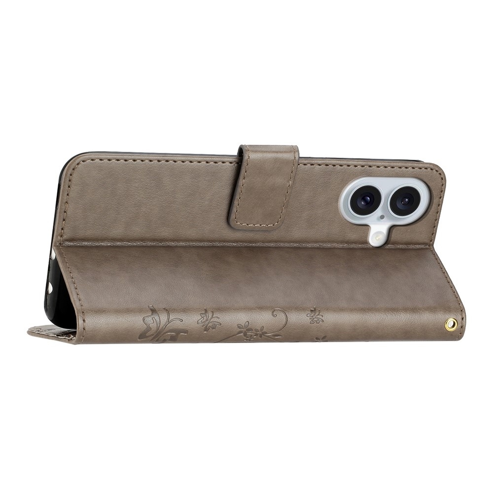 Virágok könyvtáska iPhone 17 készülékhez - szürke