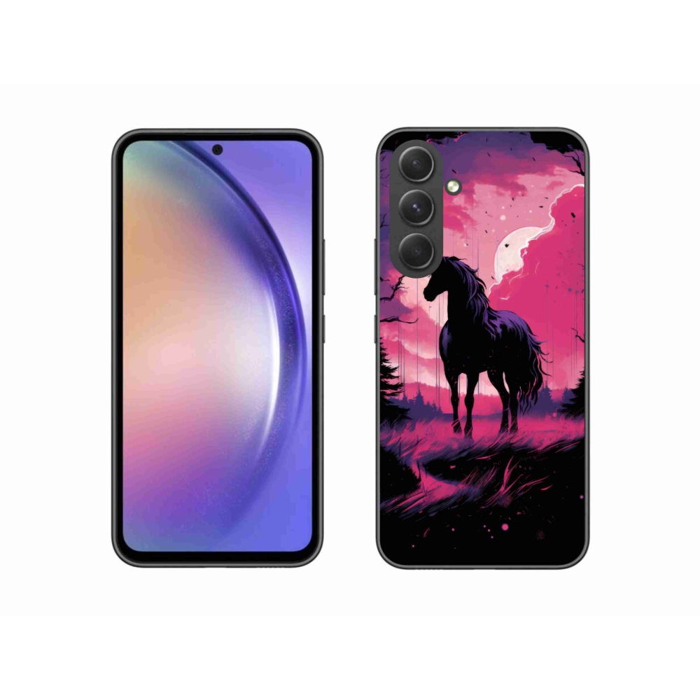 Zselés borítás mmCase Samsung Galaxy A54 5G - fekete rajzfilm ló 1