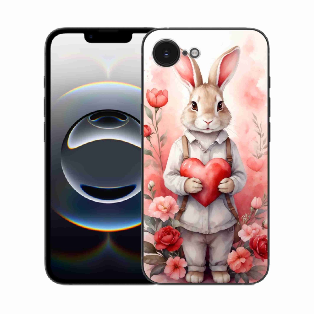 Zselés borítás mmCase iPhone 16e készülékhez - nyúl szívvel