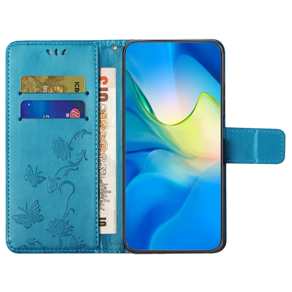 Virágos könyv tok a Xiaomi Redmi 12 4G/5G készülékhez - kék