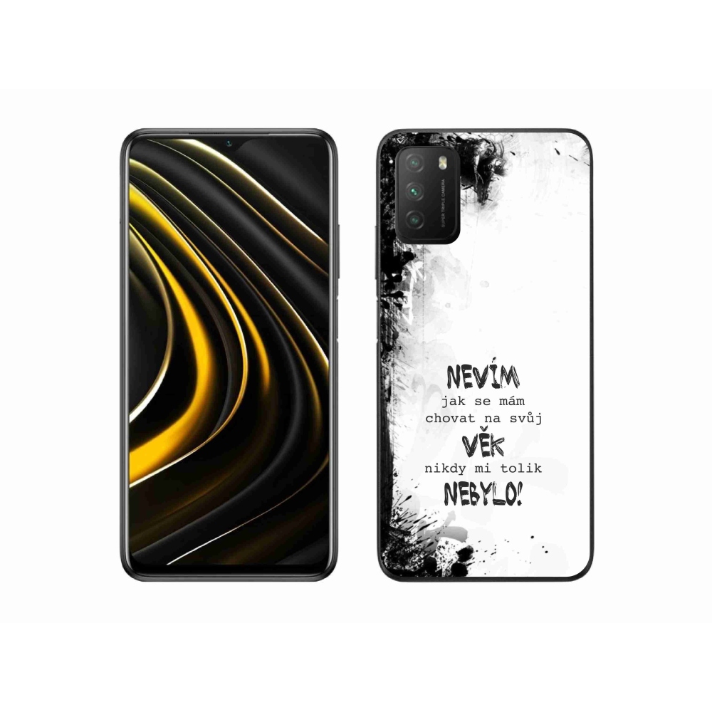 Gél borító mmCase a Xiaomi Poco M3-hoz - vicces szöveg 14 fehér háttér