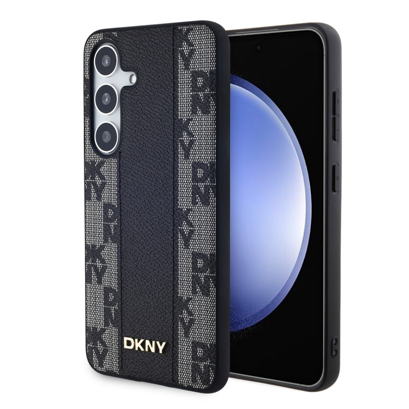 DKNY PU bőr kockás mintás Magsafe hátlap Samsung Galaxy S24+ fekete