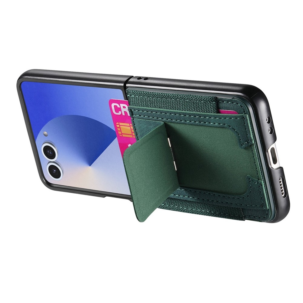 Fényűző műanyag borítás műbőrrel Samsung Galaxy Z Flip7 5G készülékre - zöld