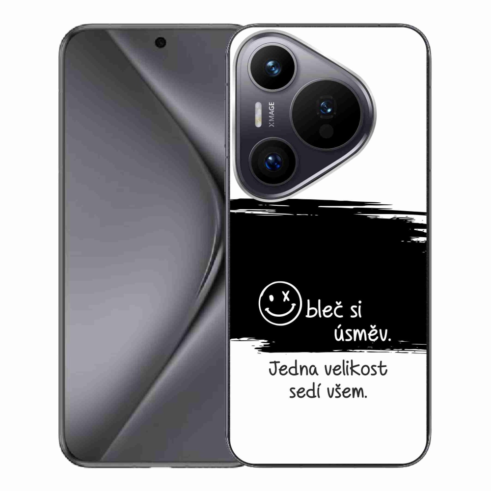 Gél borító mmCase a Huawei Pura 70 Pro-hoz - vicces szöveg 8 fekete-fehér háttérrel