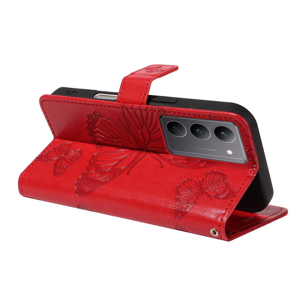 Nagy pillangó könyvtáska a Realme C75 készülékhez - piros