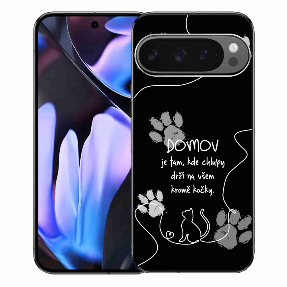 Gél borítás mmCase a Google Pixel 9 Pro XL-hez - macska motívum fekete háttérrel