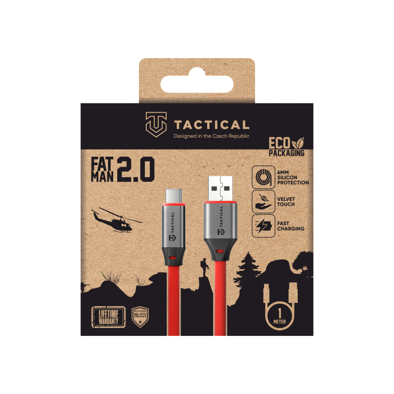 Tactical Fat Man 2.0 kábel USB-A/USB-C 1m piros