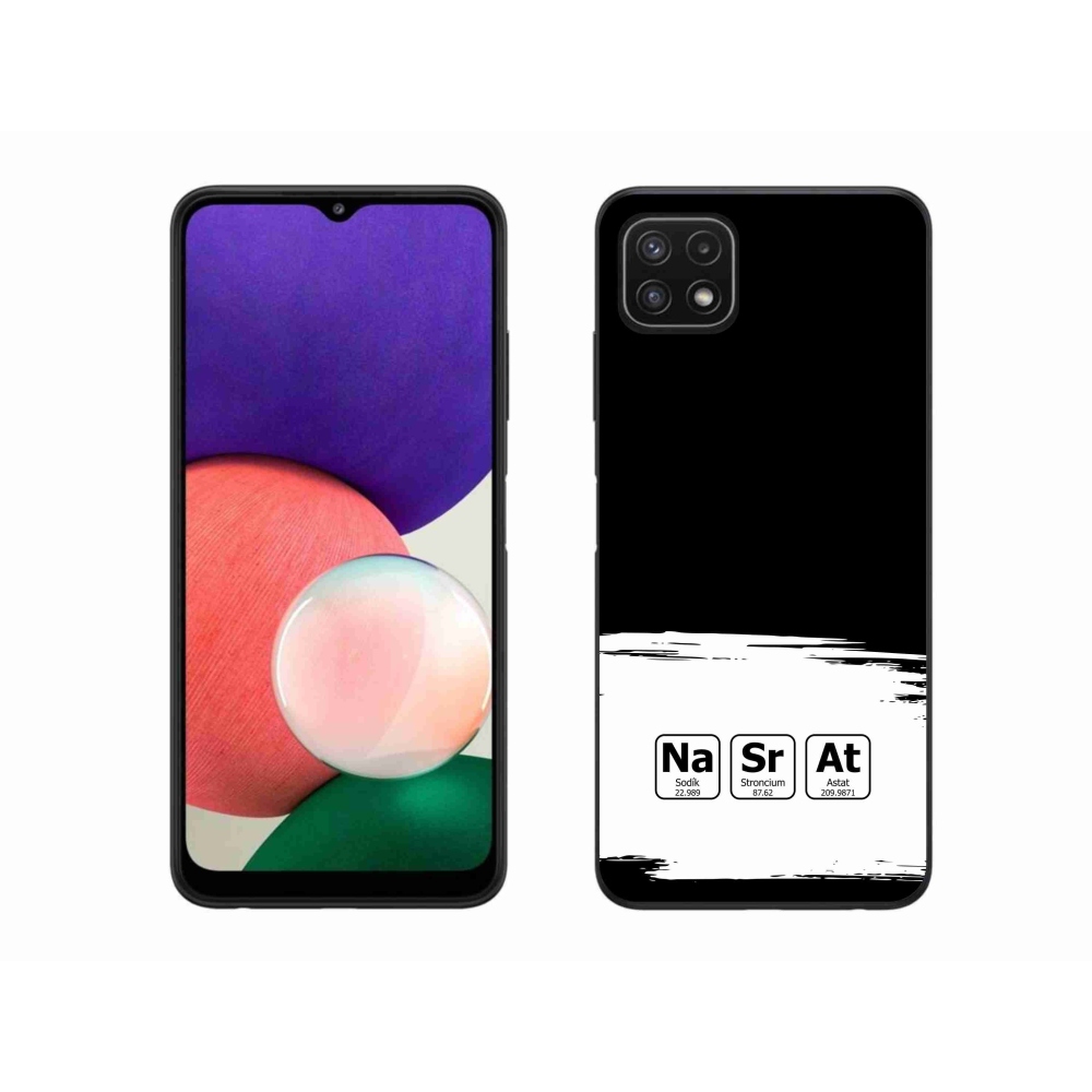 Gél borító mmCase Samsung Galaxy A22 5G - kémiai elemek fehér és fekete háttérrel