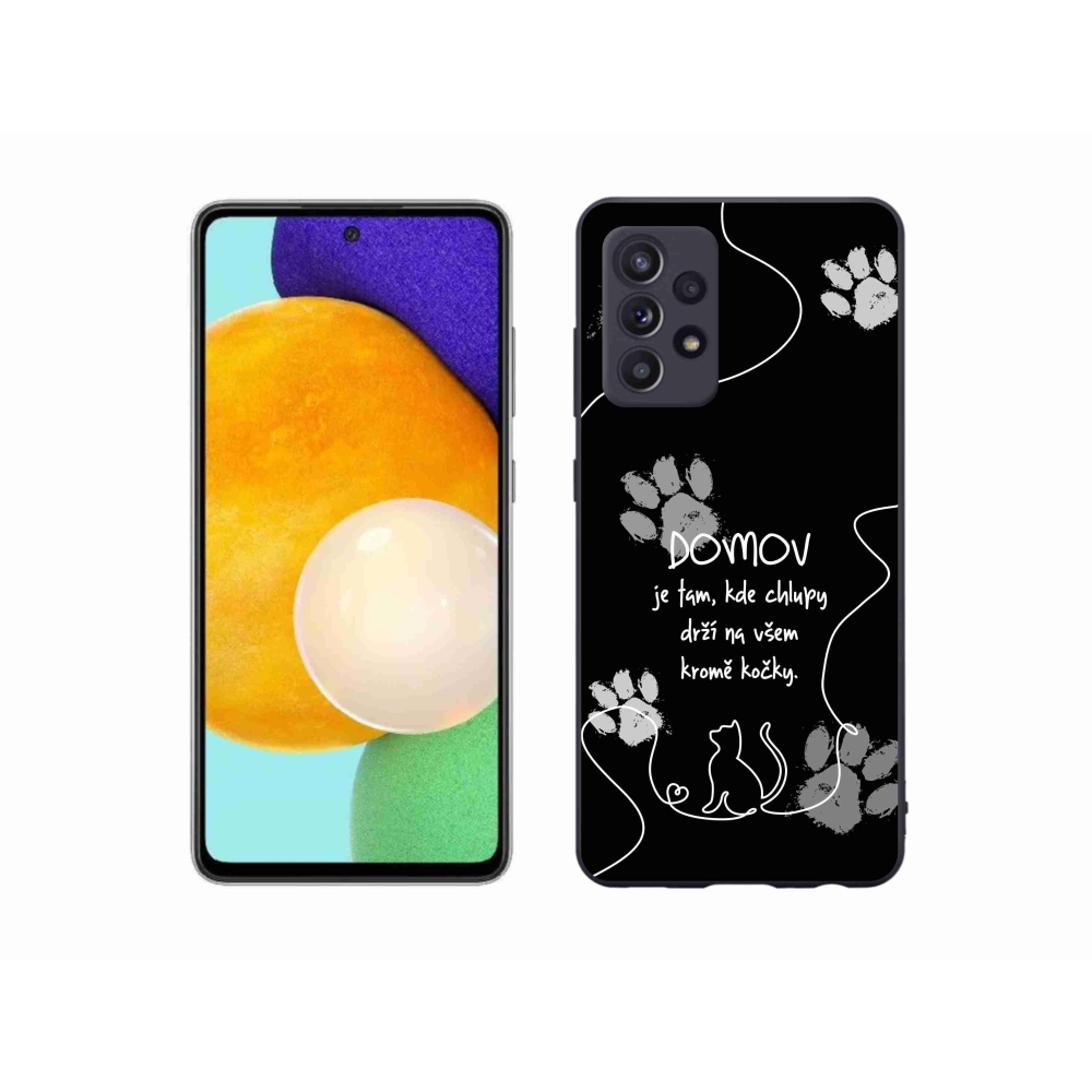 Gél borítás mmCase Samsung Galaxy A52/A52 5G - macska motívum fekete háttérrel
