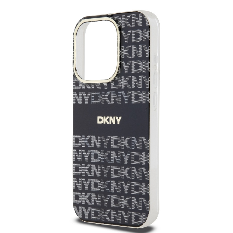 DKNY PC/TPU ismétlődő mintás tonális csíkos Magsafe hátlap iPhone 13 Pro Max-hoz Fekete