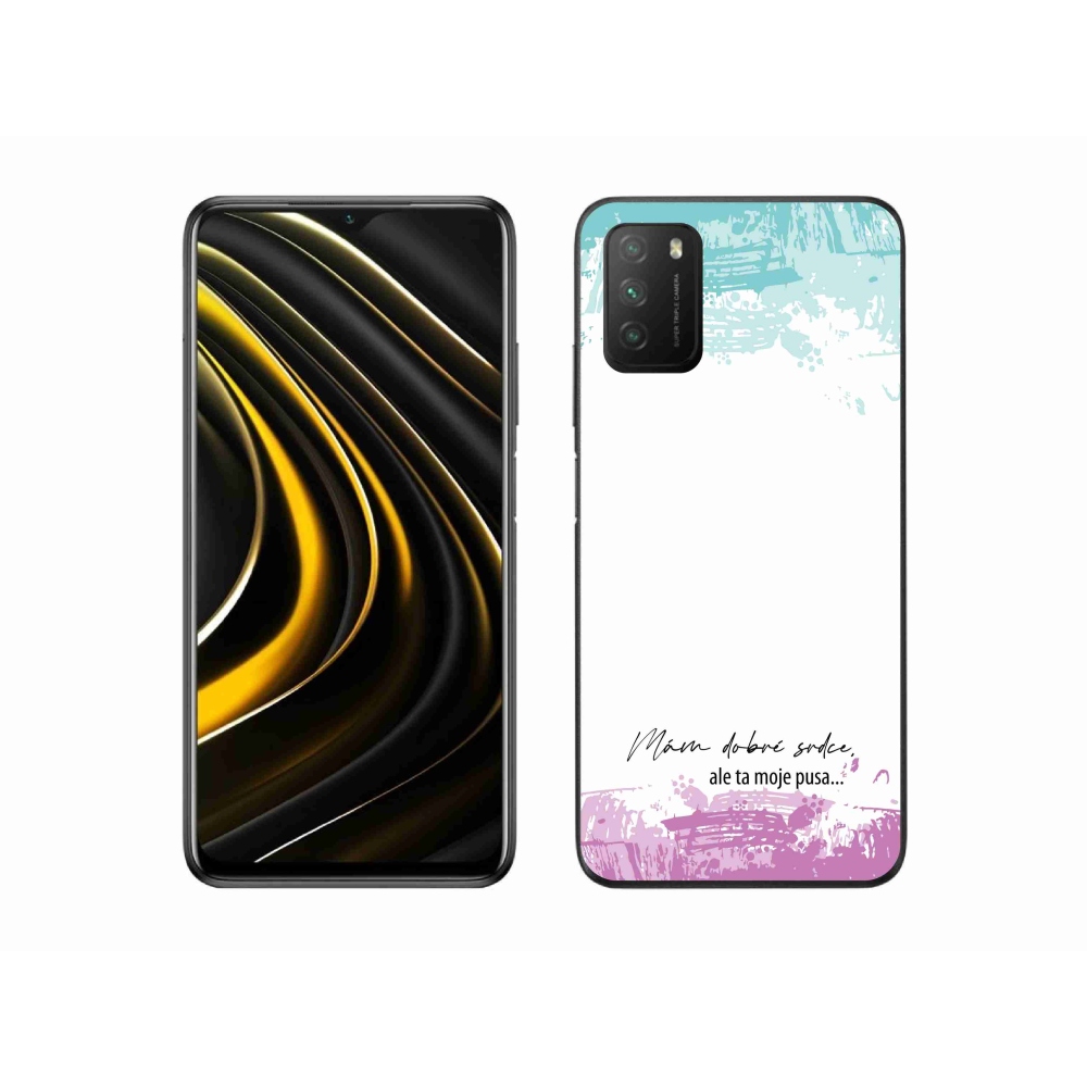 Gél borító mmCase a Xiaomi Poco M3-hoz - vicces szöveg 3 fehér háttérrel