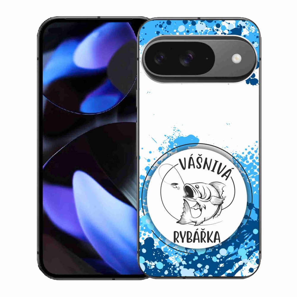 Gél borítás mmCase a Google Pixel 9/9 Pro számára - szenvedélyes halász fehér háttérrel