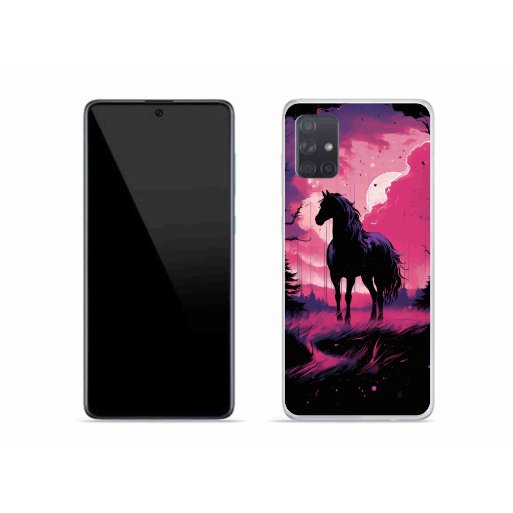 Zselés borítás mmCase Samsung Galaxy A51 - fekete rajzfilm ló 1