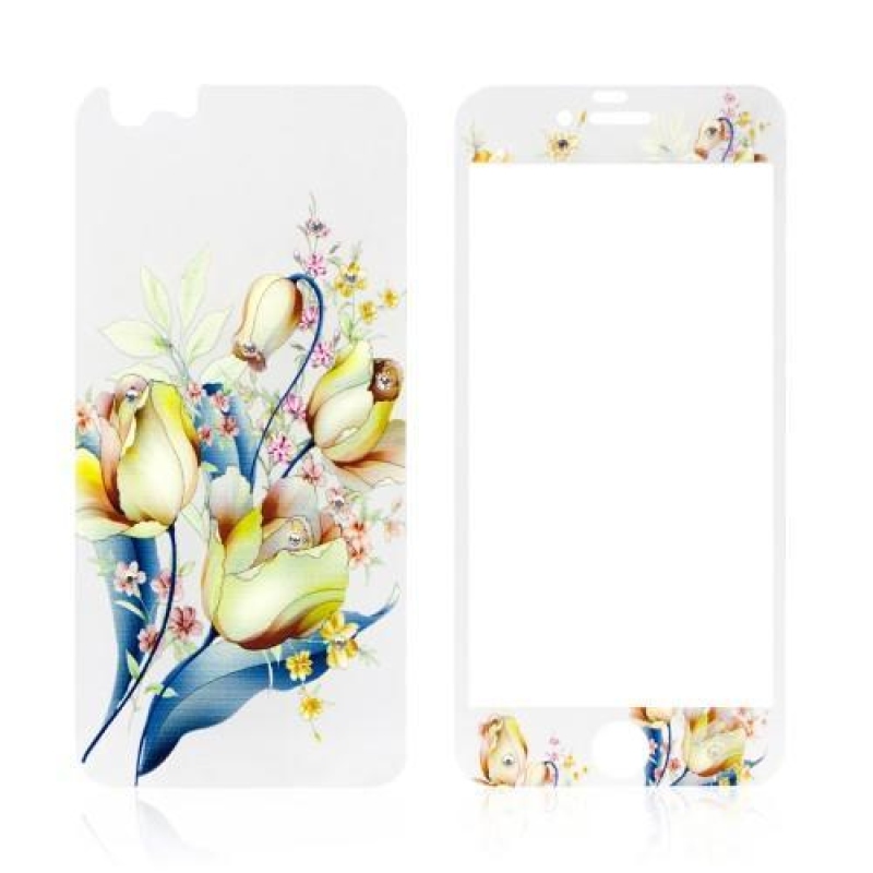 Díszített elülső és hátsó edzett üveg az iPhone 6 és 6s készülékeken - tulipánok