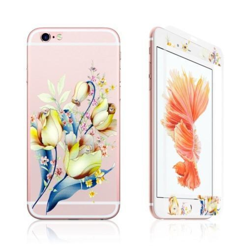 Díszített elülső és hátsó edzett üveg az iPhone 6 és 6s készülékeken - tulipánok