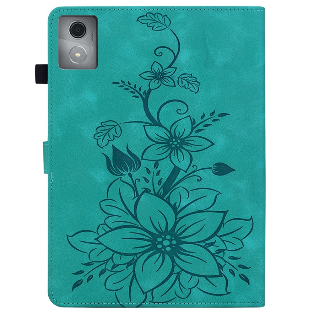 Virágok záró tok Lenovo Tab K11 Plushoz - teal színű