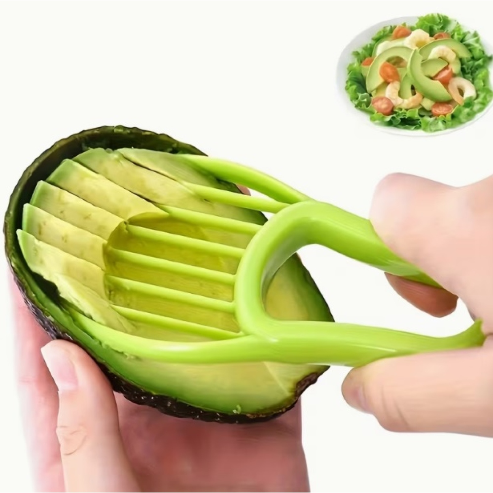 2 az 1-ben praktikus avokádó szeletelő a gyors és biztonságos szeleteléshez - zöld