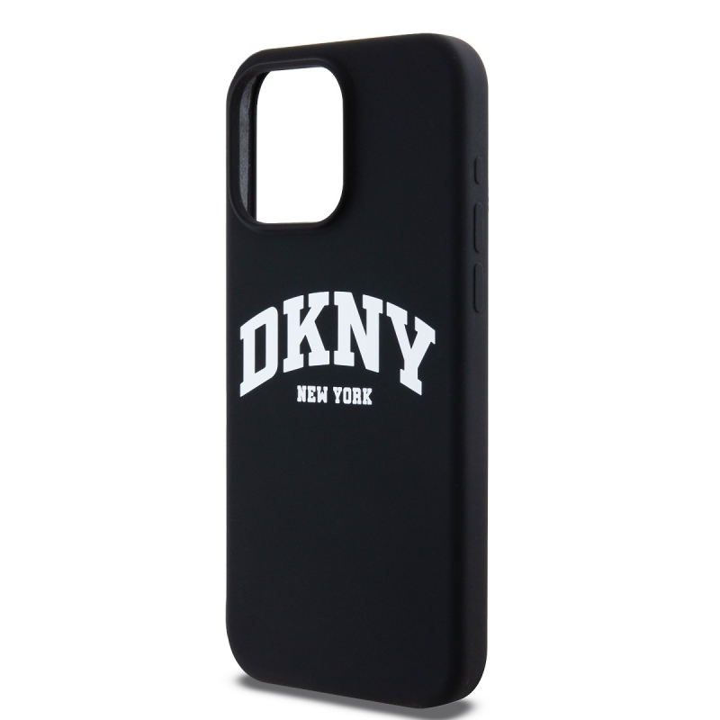 DKNY Liquid Silicone Arch Logo MagSafe hátlap iPhone 15 Pro Max-hoz Fekete