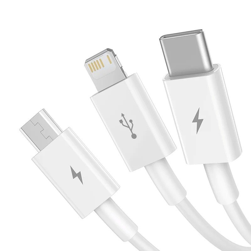 Baseus Superior sorozatú gyors töltő adatkábel USB-A - USB-C/microUSB/Lightning 3.5A 1m Stellar White