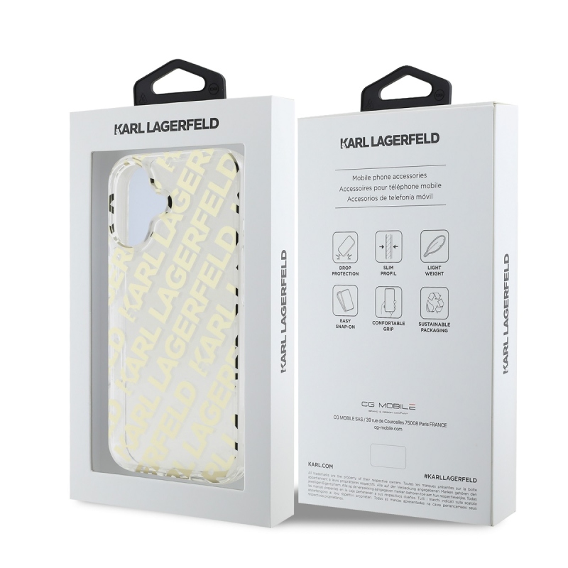 Karl Lagerfeld IML Electroplated Repeated Logo Back Cover for iPhone 16 arany