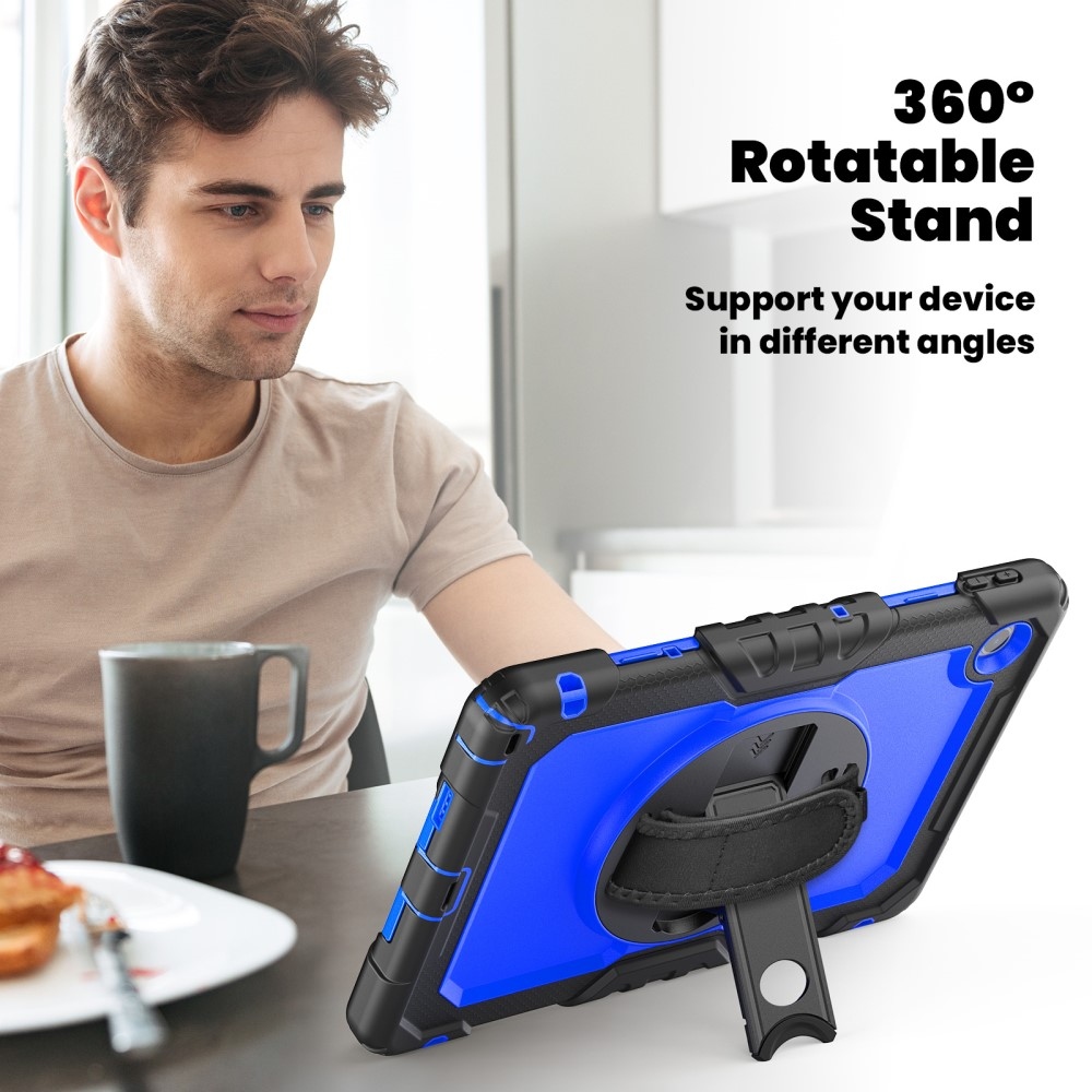 Strap Tartós borító kéztartóval és vállpánttal Lenovo Tab 10.1 (2025) - Fekete/Kék