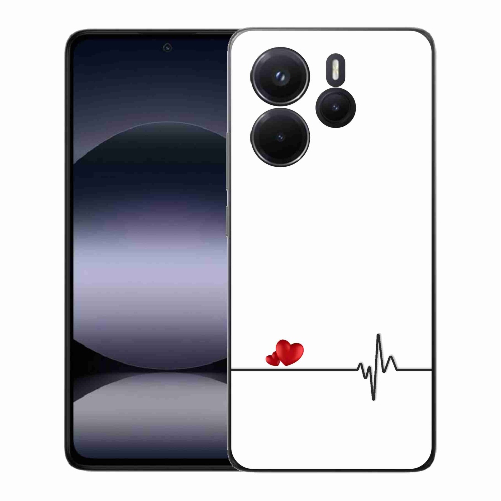 Gél borító mmCase a Xiaomi Redmi Note 14-hez - szív és szívverés fehér háttérrel