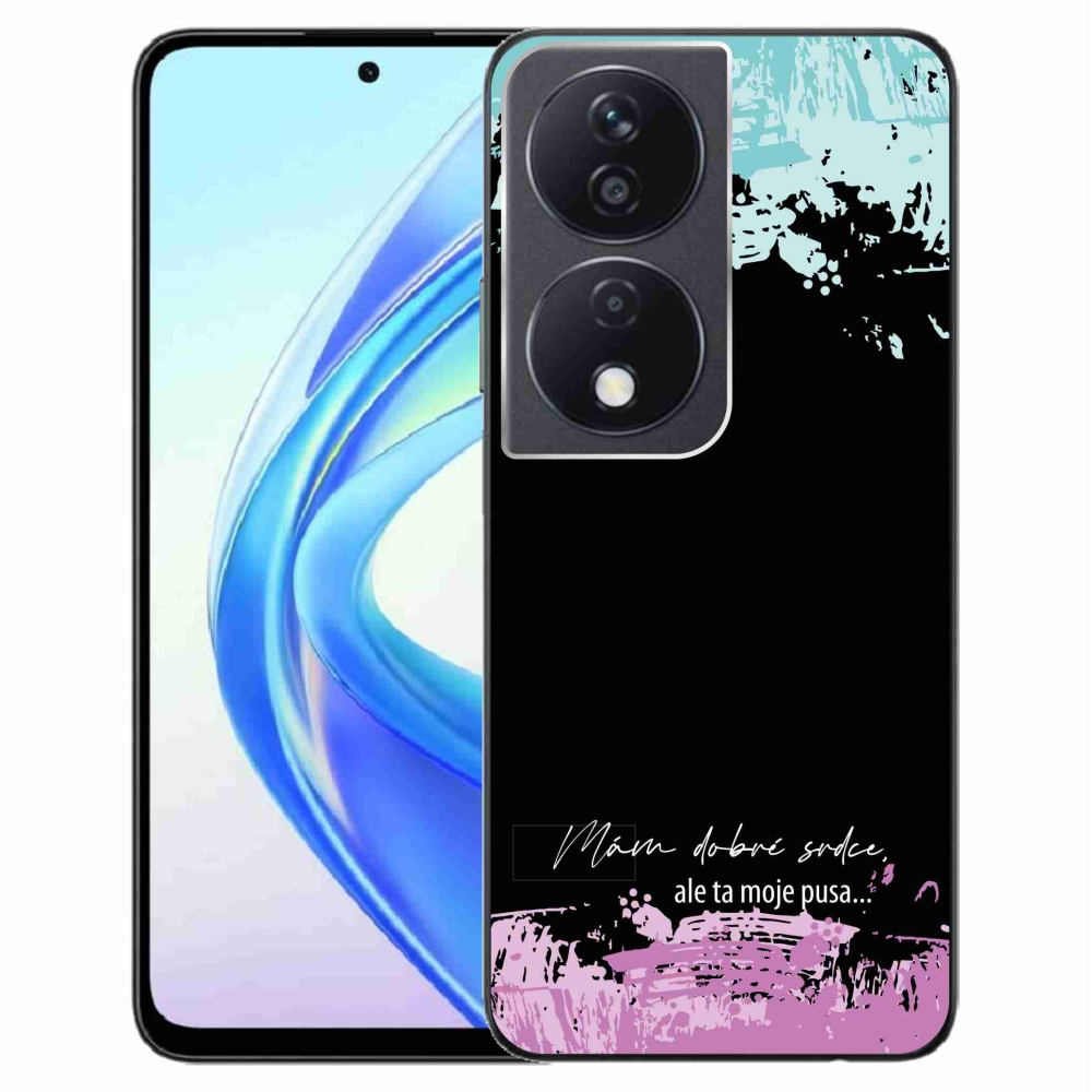 Zselés borító mmCase a Honor X7b/Honor 90 Smart készülékhez - vicces szöveg 3 fekete háttérrel