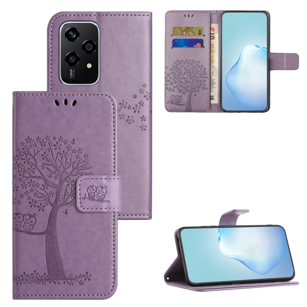 Fa könyvtáska a Honor 200 Lite 5G-hez - világos lila