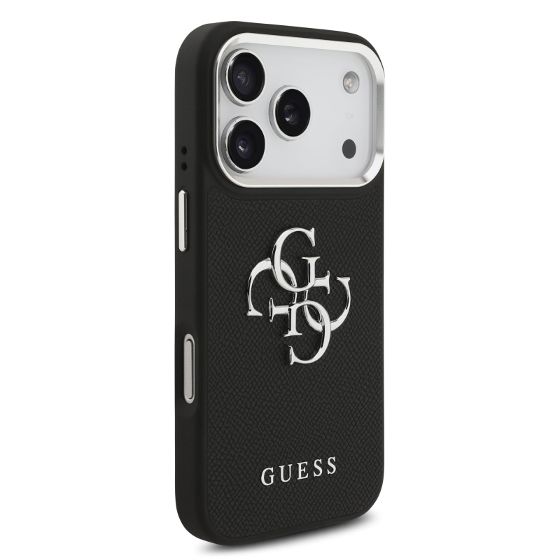 Guess PU szemcsés 4G fém logó hátlap iPhone 17 Pro fekete