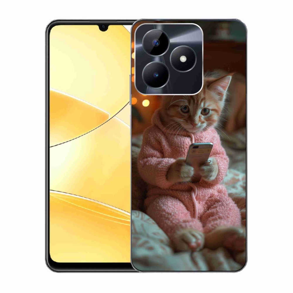 Gél borító mmCase a Realme C51/C53 készülékhez - cica mobiltelefonnal