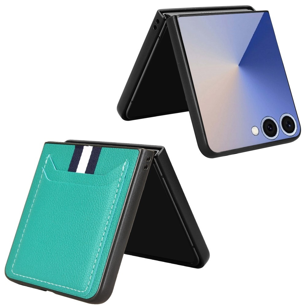 Kombinált műanyag borítás műbőrrel Samsung Galaxy Z Flip7 5G - zöld