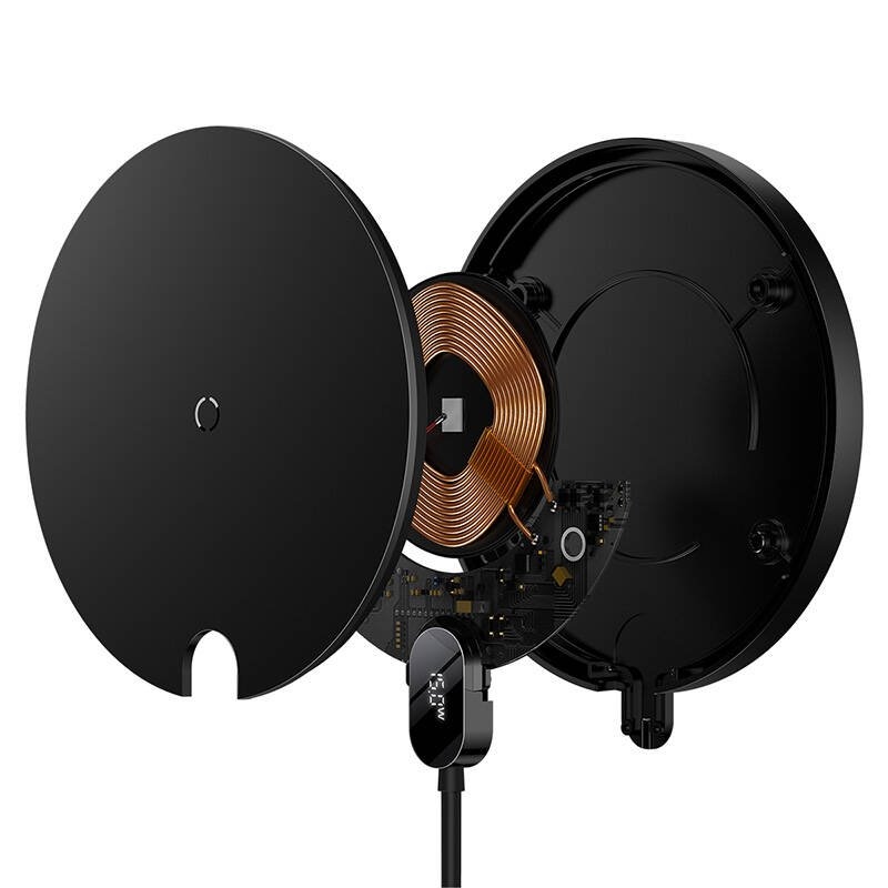 Baseus Digitális LED kijelző Gen 2 vezeték nélküli töltő 15W Fekete