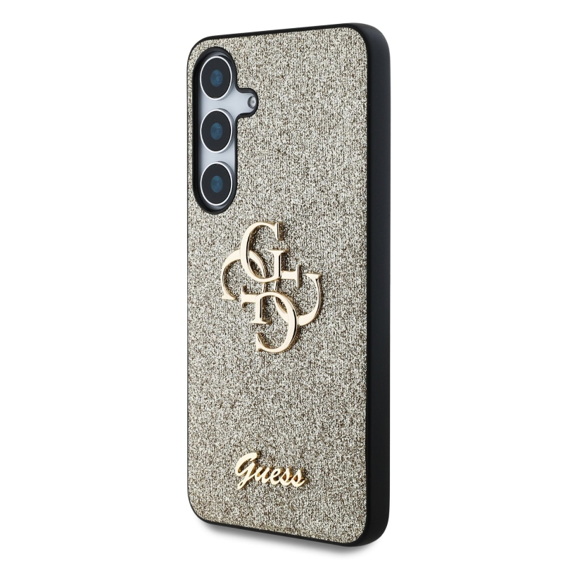 Guess PU Fixed Glitter 4G Metal Logo hátlap Samsung Galaxy S25 arany