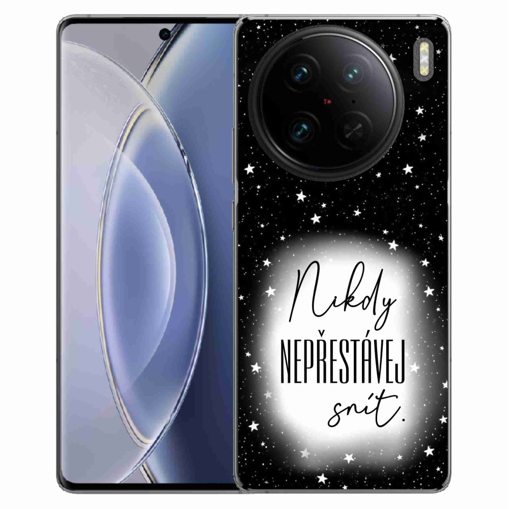 Gél borítás mmCase a Vivo X90 Pro készülékhez - Idézet 1 fehér és fekete háttérrel