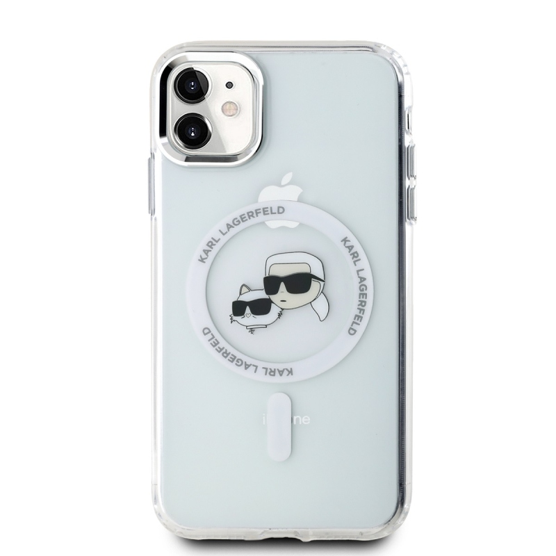 Karl Lagerfeld IML K&CH fejek fémkeret MagSafe hátlap iPhone 11 átlátszóhoz