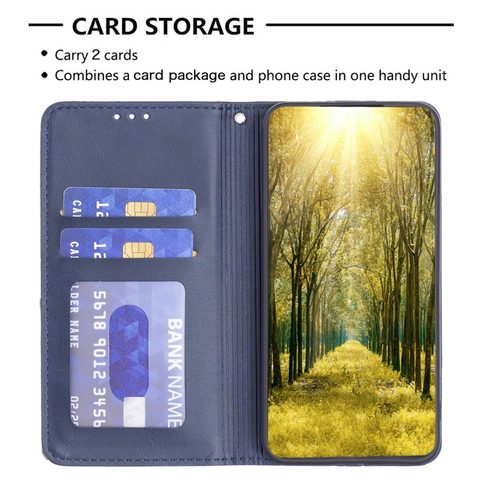 Háromszög alakú könyv tok Xiaomi Redmi Note 13 Pro 4G/Poco M6 Pro - kék