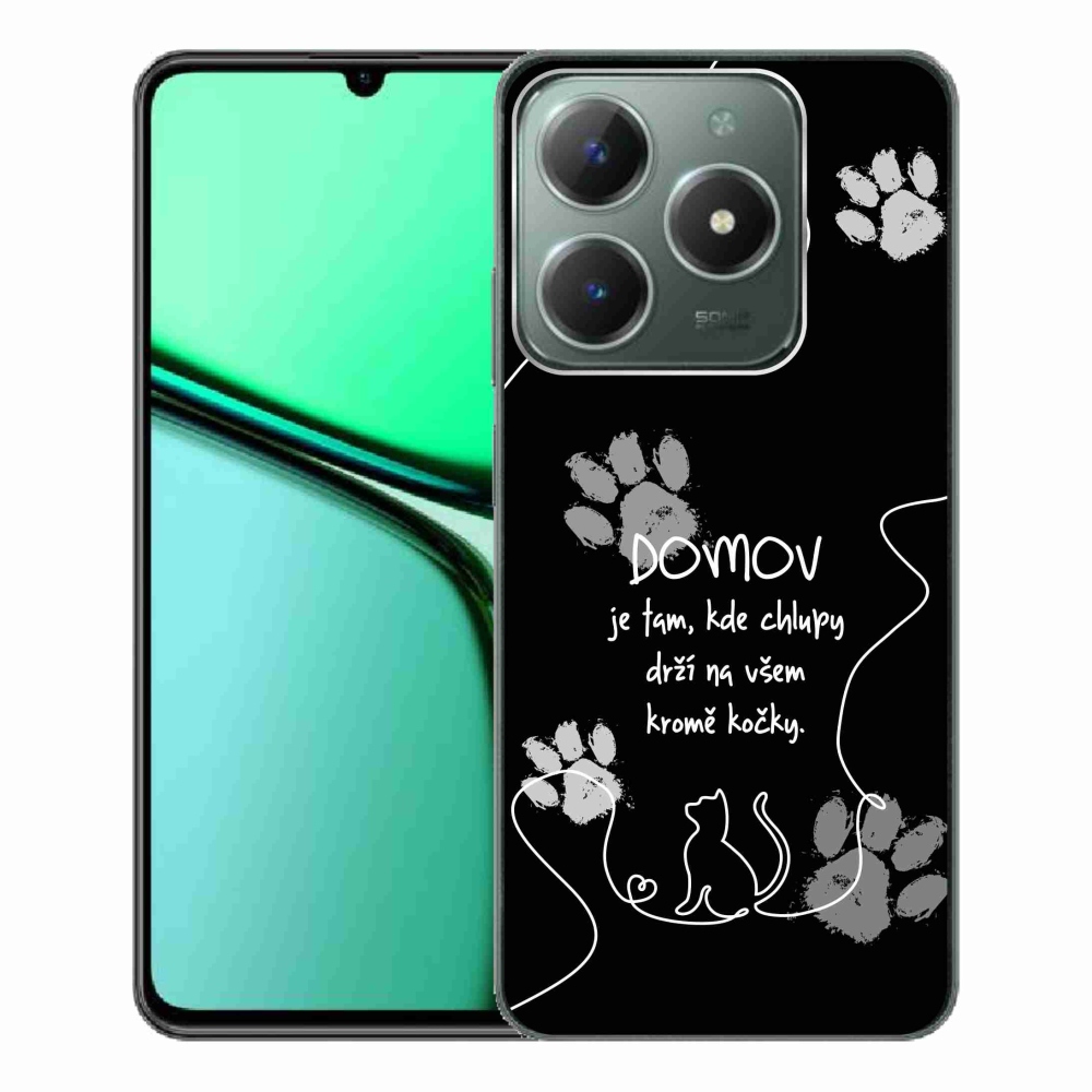 Gél borító mmCase a Realme C61 készülékhez - macska motívum fekete háttérrel