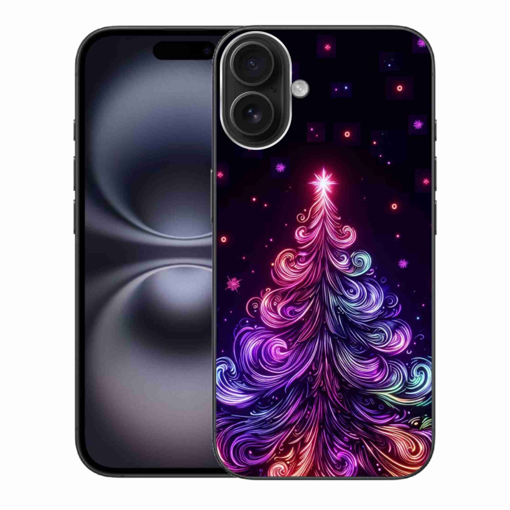 Gél borítás mmCase iPhone 16 Plus készülékhez - neon karácsonyfa 1