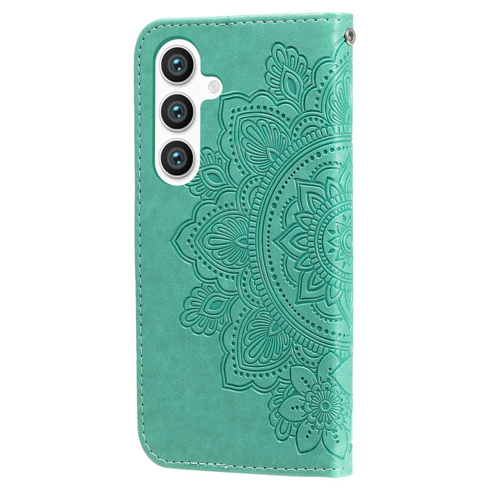 Virágos könyves tok Samsung Galaxy S25+ készülékhez - teáskék színű