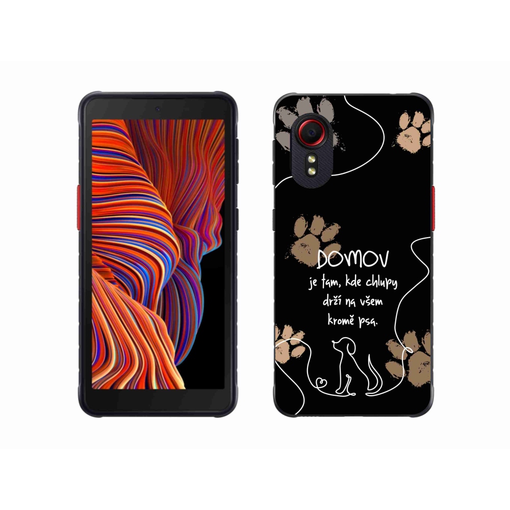 Gél borítás mmCase Samsung Galaxy Xcover 5 készülékhez - kutya motívum fekete háttérrel