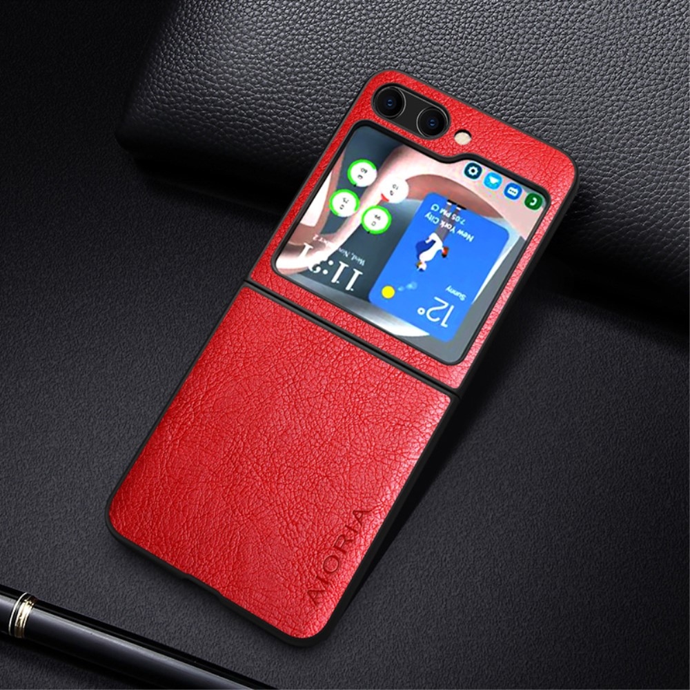 AIORIA műanyag borítás PU bőrrel Samsung Galaxy Z Flip5 5G - piros