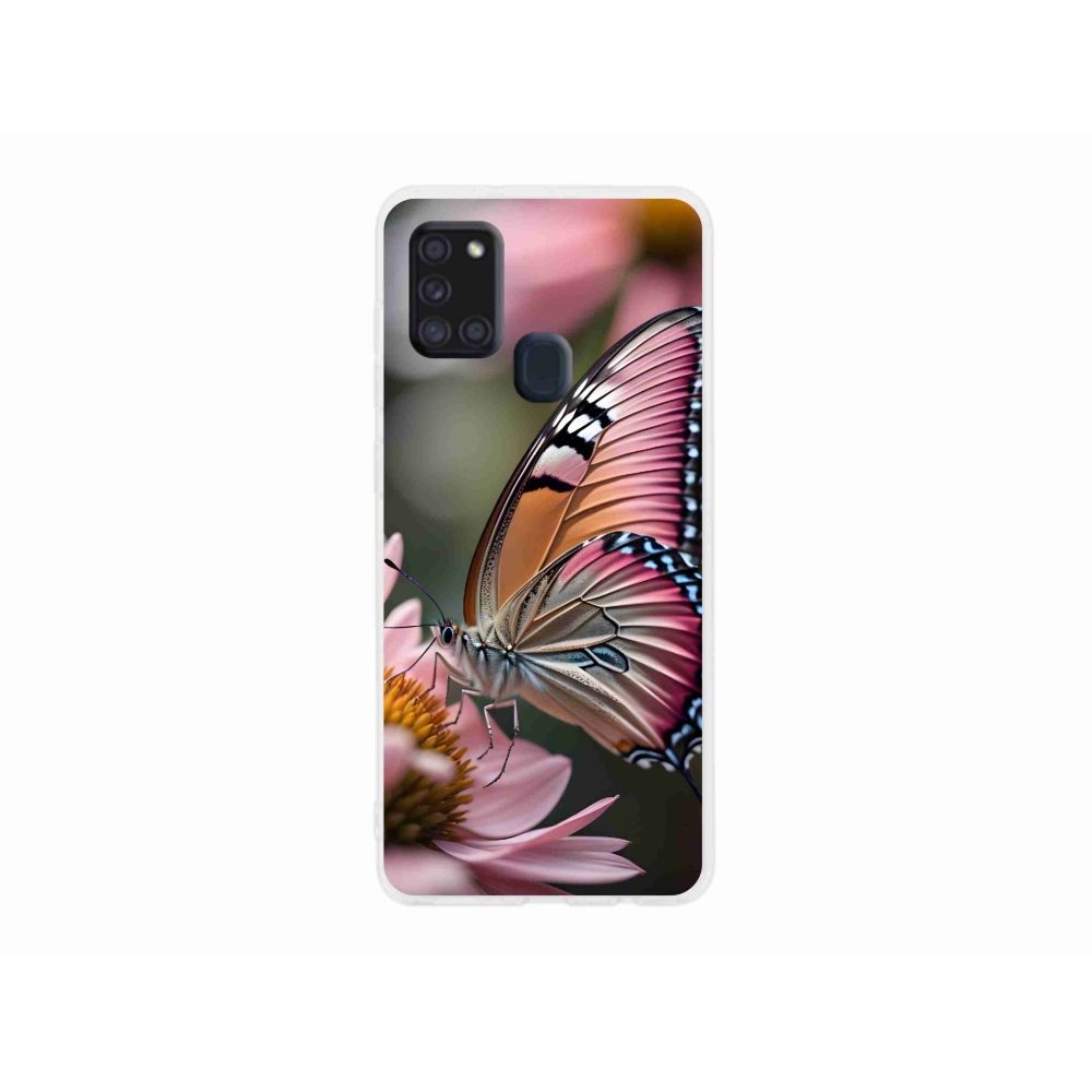 Gél védőhuzat mmCase Samsung Galaxy A21s készülékhez - színes pillangó