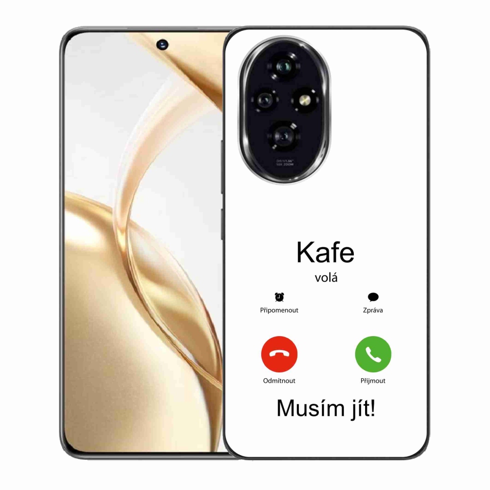 Zselés borító mmCase a Honor 200 5G készülékhez - kávé hívások fehér háttérrel